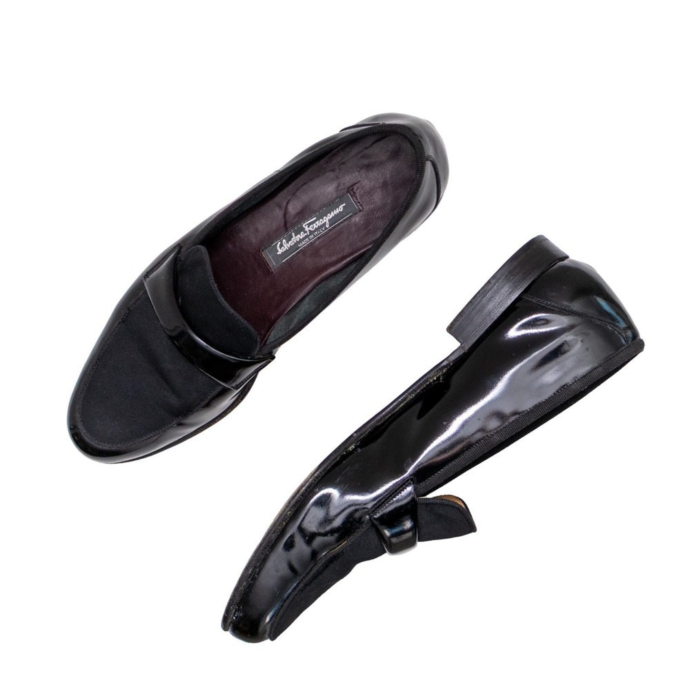 Salvatore Ferragamo Patent Leather Opera Loafers Tuxedo Shoes US 9.5 D